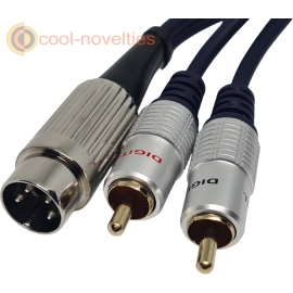 Quad 33, 44, 30, 405 4 pin Din to 2 x RCA Male Plugs Audio Cable [1 Metre]