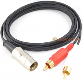 5 Pin DIN to 2 x RCA Phono Plugs Gold Interconnect Cable