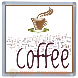 Coffee Word Art Stylish Modern Coaster