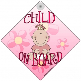 Child on Board for Girls Novelty Car Window Sign
