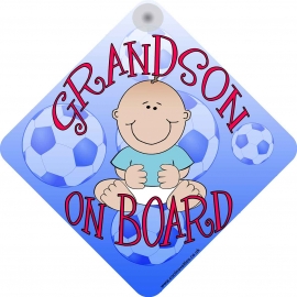Grandson on Board for Boys Novelty Car Window Sign