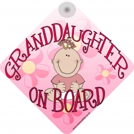 Granddaughter on Board for Girls Novelty Car Window Sign