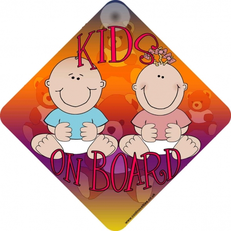 Kids on Board for Boy & Girl Novelty Car Window Sign