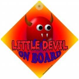 Little Devil on Board with Googly Eyes Novelty Car Window Sign