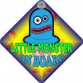 Little Monster on Board with Googly Eyes Novelty Car Window Sign