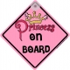 Princess on Board Novelty Car Window Sign