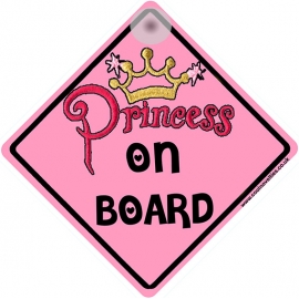 Princess on Board Novelty Car Window Sign