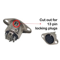13 pin DIN Female Chassis Panel Mount Socket Connector with cut-out for locking plugs