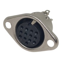 13 pin DIN Female Chassis Panel Mount Socket Connector with cut-out for locking plugs
