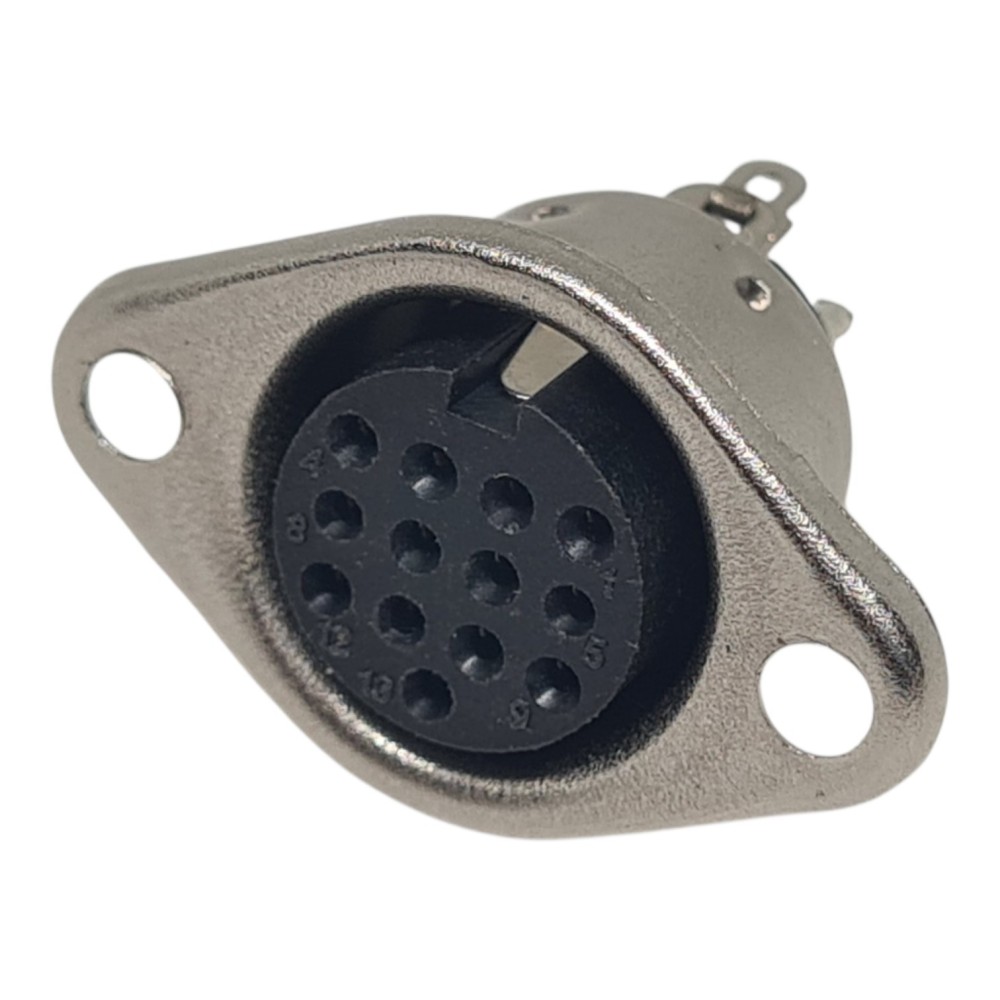 13 pin DIN Female Chassis Panel Mount Socket Connector with cut-out for locking plugs