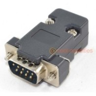9 Way D-Sub Male Plug Connector & Black Hood