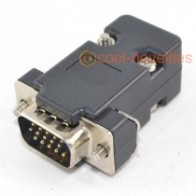 15 Way High-Density (HD) D-Sub Male Plug Connector & Black Hood