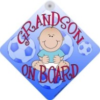 Grandson on Board for Boys Novelty Car Window Sign